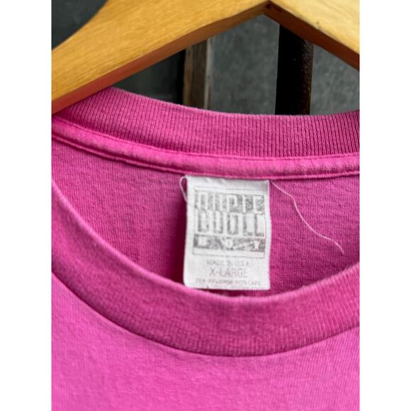 80s Bugle Bloy Neon Pink Graphic Logo Tee Mens Size XL (fits like Med) - Picture 3 of 5